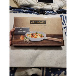 41 & MAIN 9.5" FRY PAN ALUMINUM ALLOY INDUCTION BOTTOM SOLID WOOD HANDLE